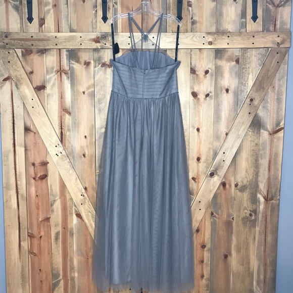 Alfred Angelo Strapless Gray Prom Bridesmaid Dress - Picture 6 of 8